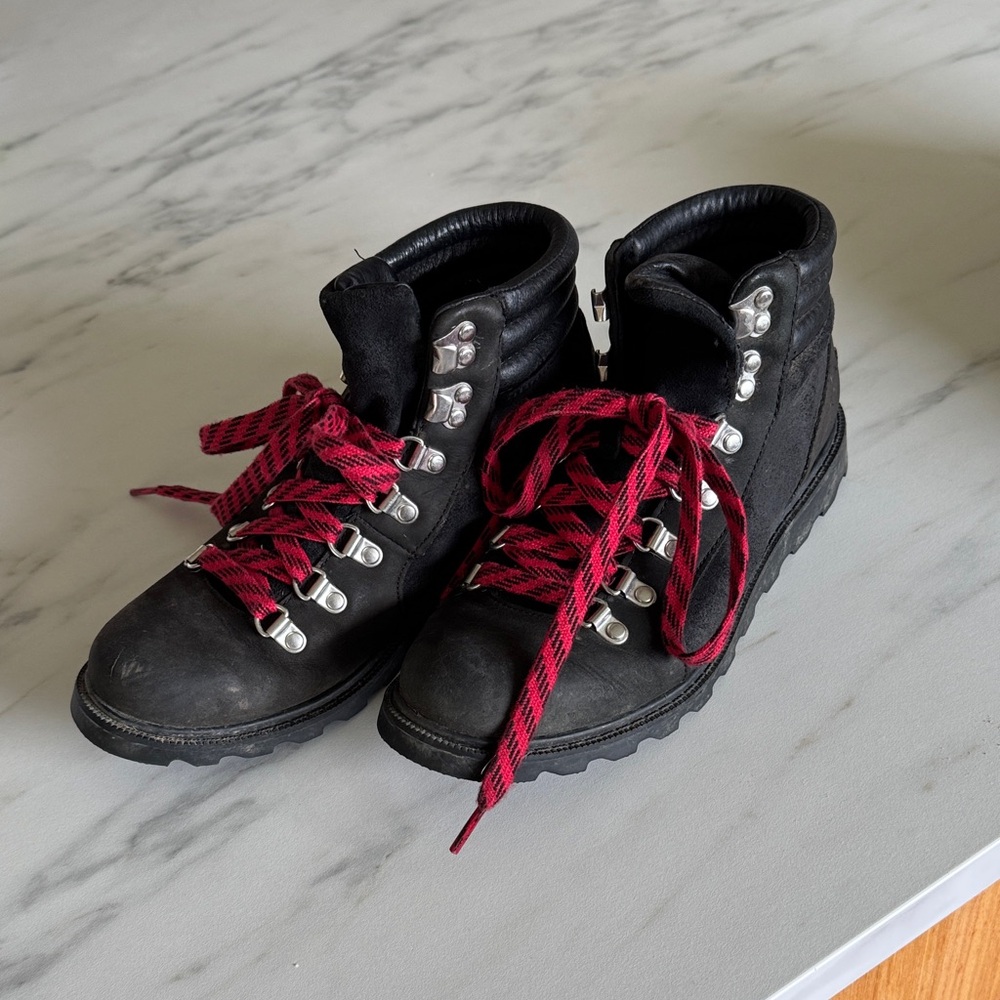 Black Boots with Red Laces sorel hiking boots